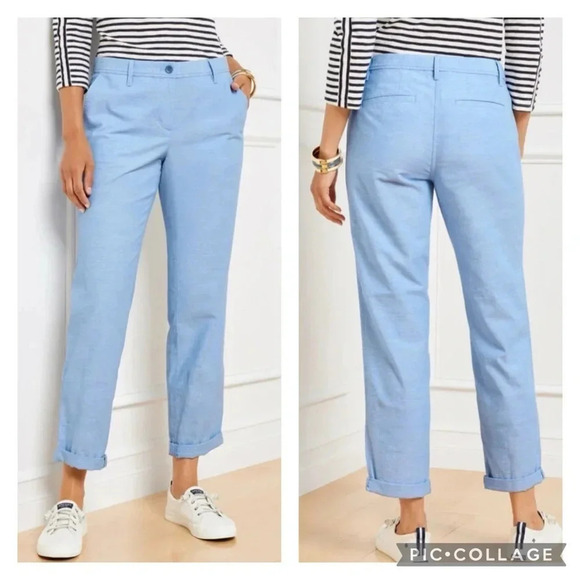 Talbots Relaxed Chinos in Newport Chambray lightweight 100% cotton pants size 6 - Picture 1 of 9